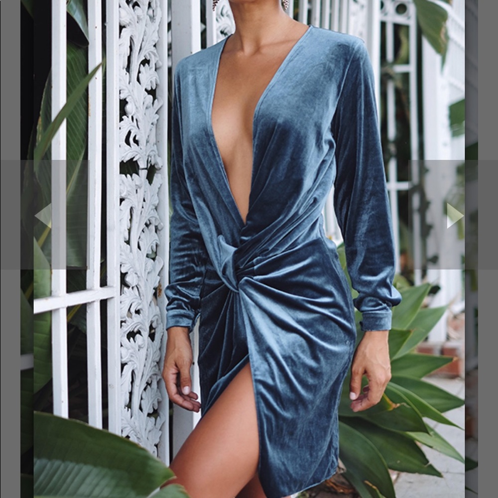 Velvet deep plunge dress
